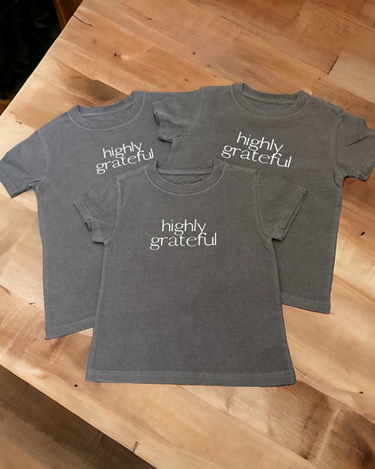 Youth Highly Grateful T-shirt (Faded Grey)