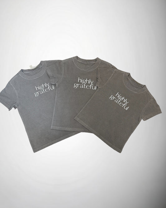 Youth Highly Grateful T-shirt (Faded Grey)