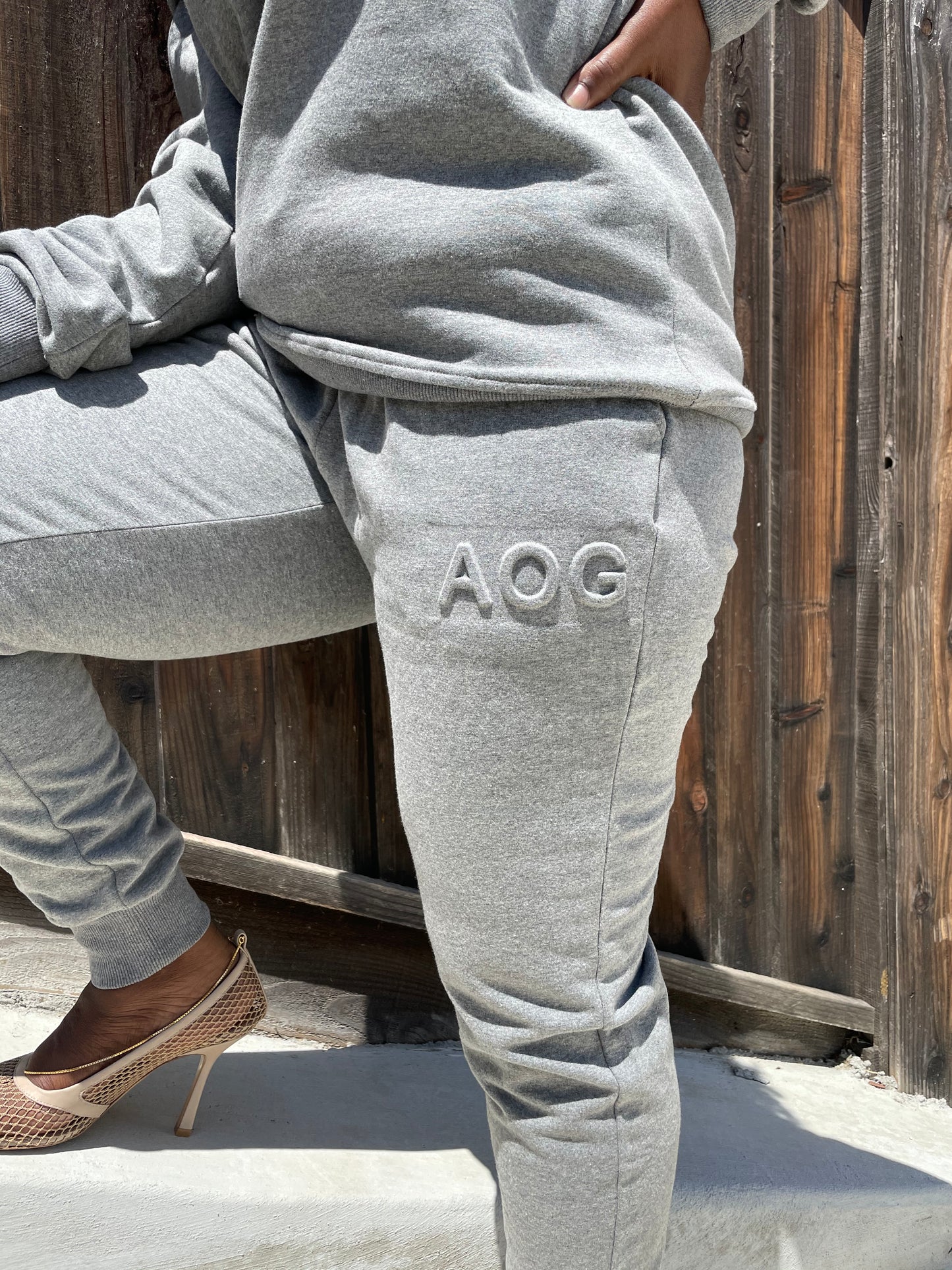 Grey Embossed Joggers